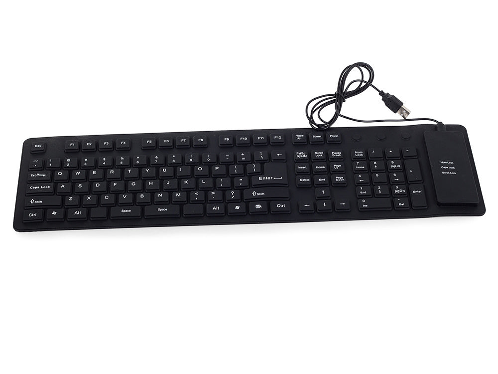 Silikono gumos klaviatūra juoda usb skaitmeninė