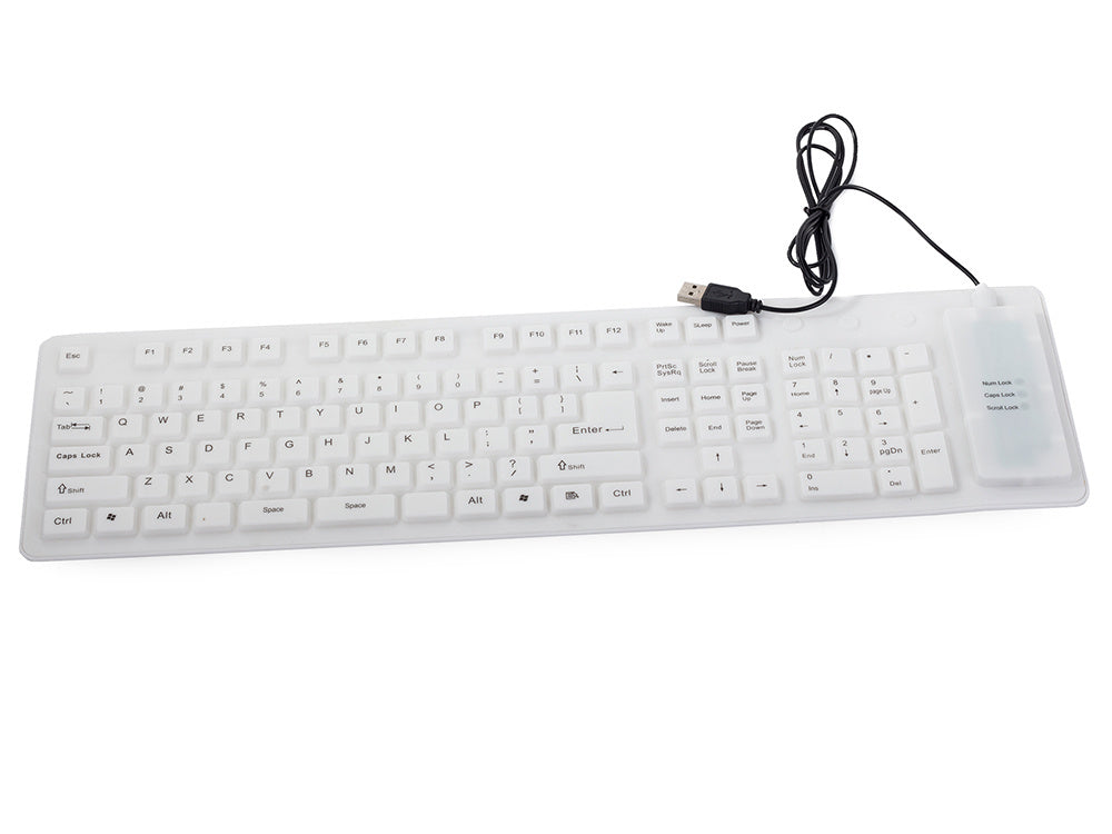 Silikono gumos klaviatūra balta usb skaitmeninė