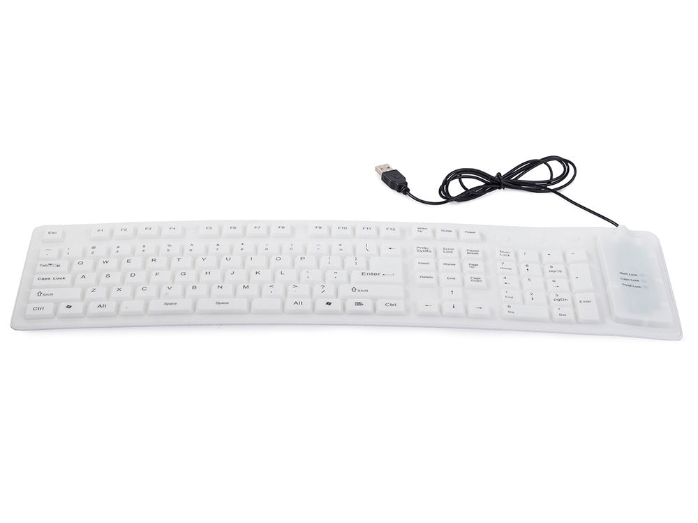 Silikono gumos klaviatūra balta usb skaitmeninė