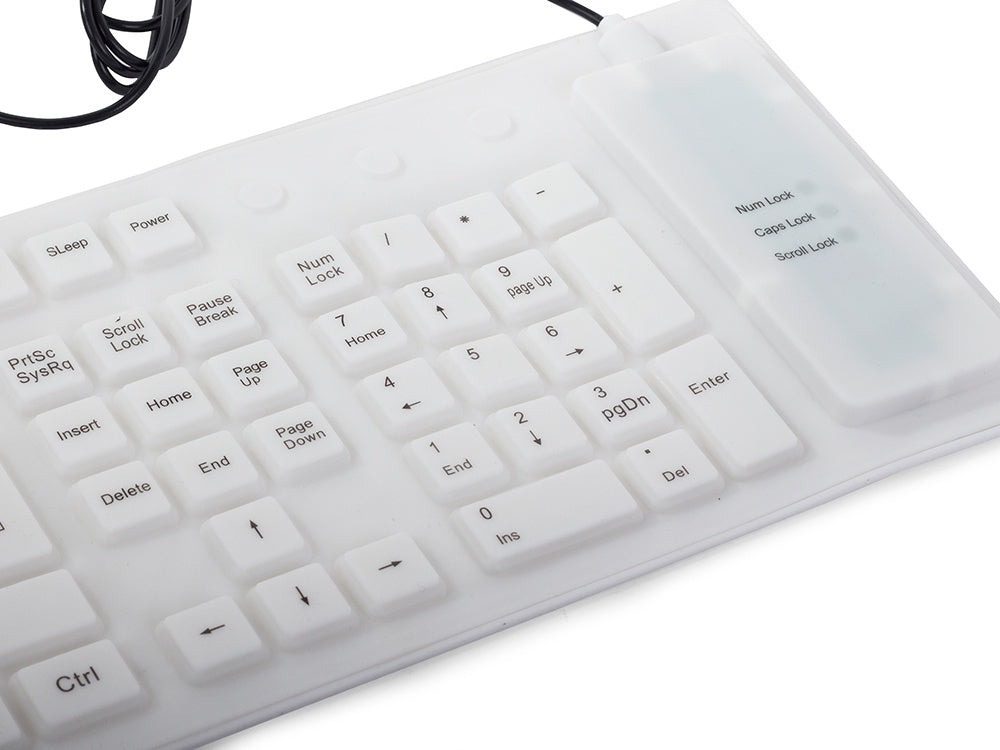 Silikono gumos klaviatūra balta usb skaitmeninė