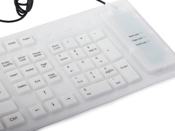 Silikono gumos klaviatūra balta usb skaitmeninė
