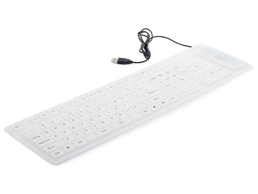 Silikono gumos klaviatūra balta usb skaitmeninė