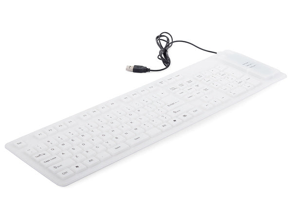 Silikono gumos klaviatūra balta usb skaitmeninė