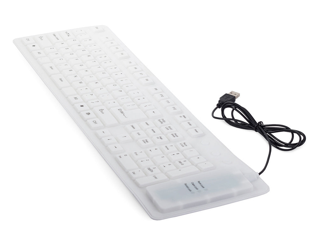 Silikono gumos klaviatūra balta usb skaitmeninė