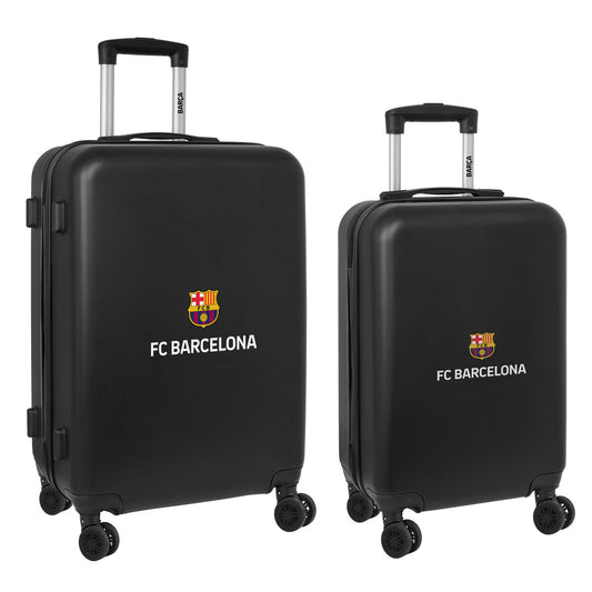 Lagaminų rinkinys F.C. Barcelona + mediano 24 Vežimėlis Juoda 40 x 63 x 26 cm (2 Dalys)