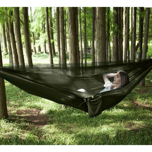 Turistinis hamakas su brezentu ir tinkleliu nuo uodų 260x140 cm