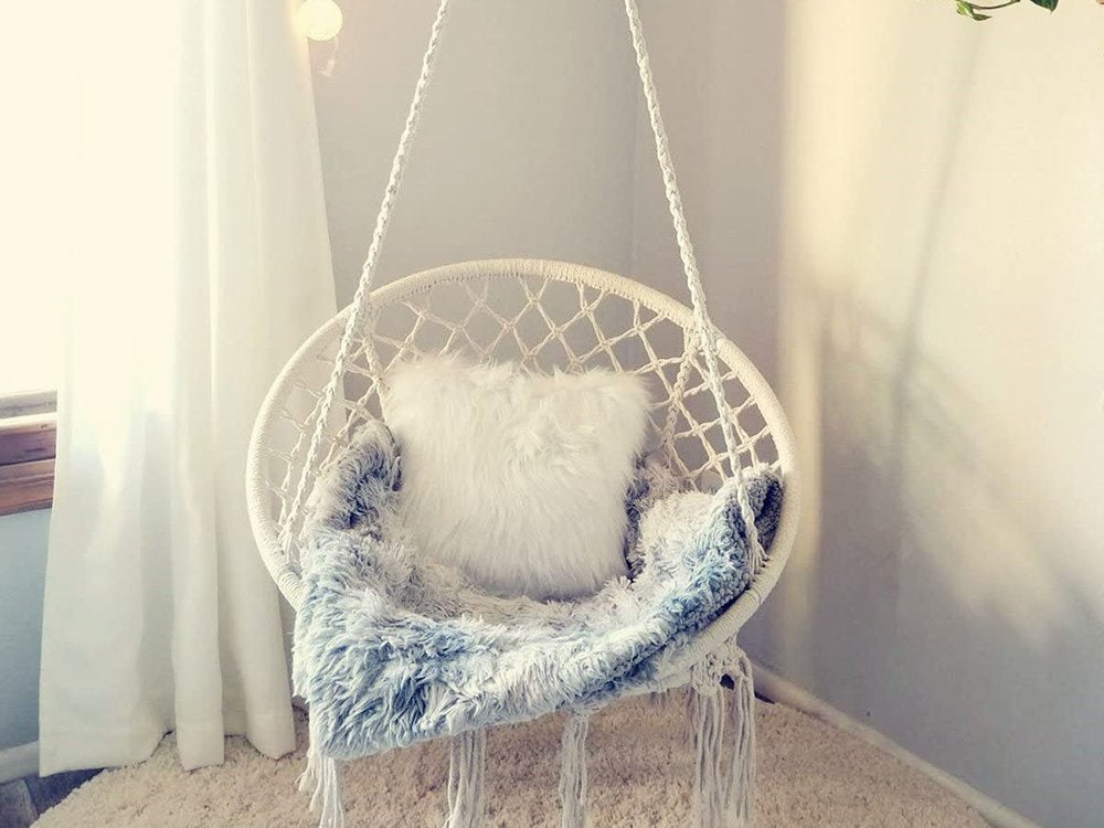 Hamakas fotelis kabančios sūpynės erškėtrožės lizdas sūpynės boho sodui namams