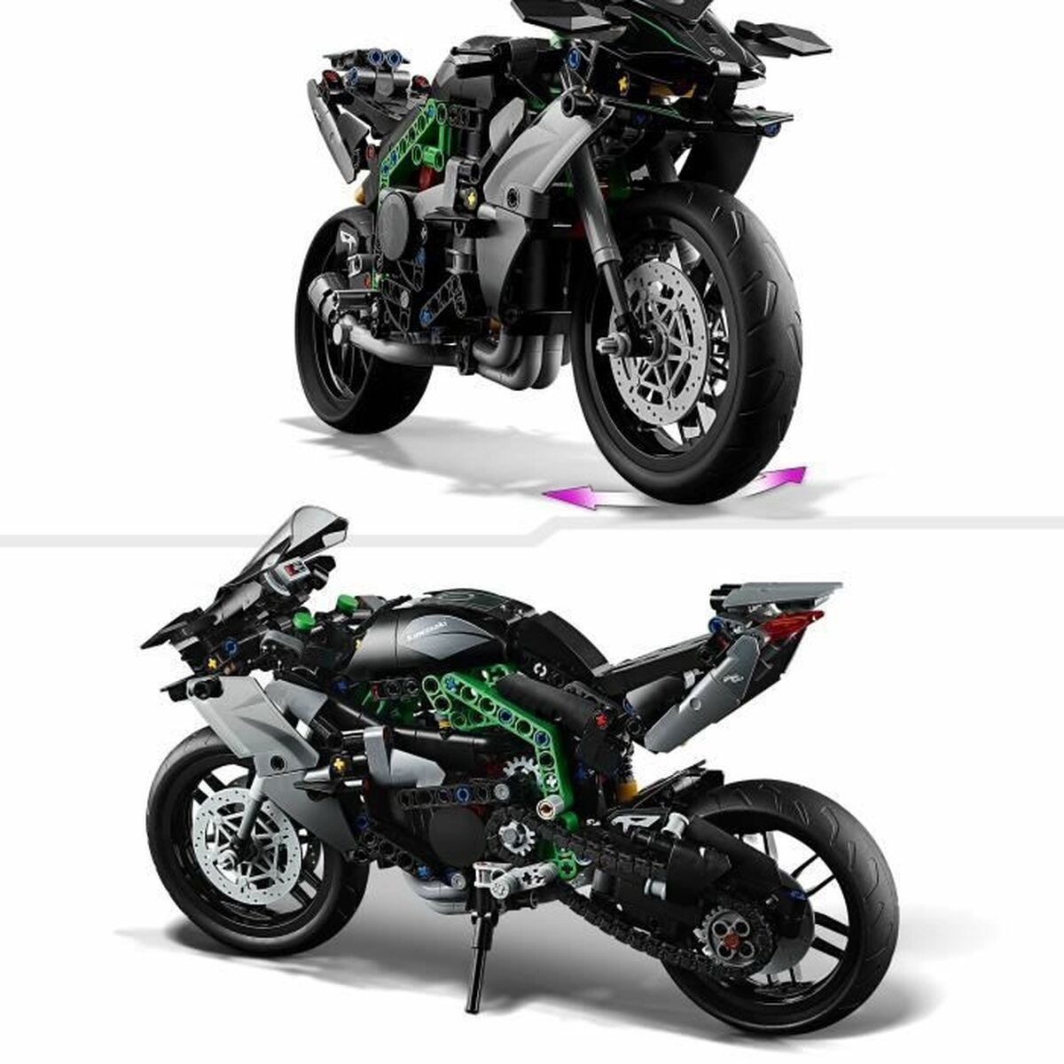 Statybos rinkinys Lego Technic 42170 Kawasaki Ninja H2R Juoda 643 Dalys