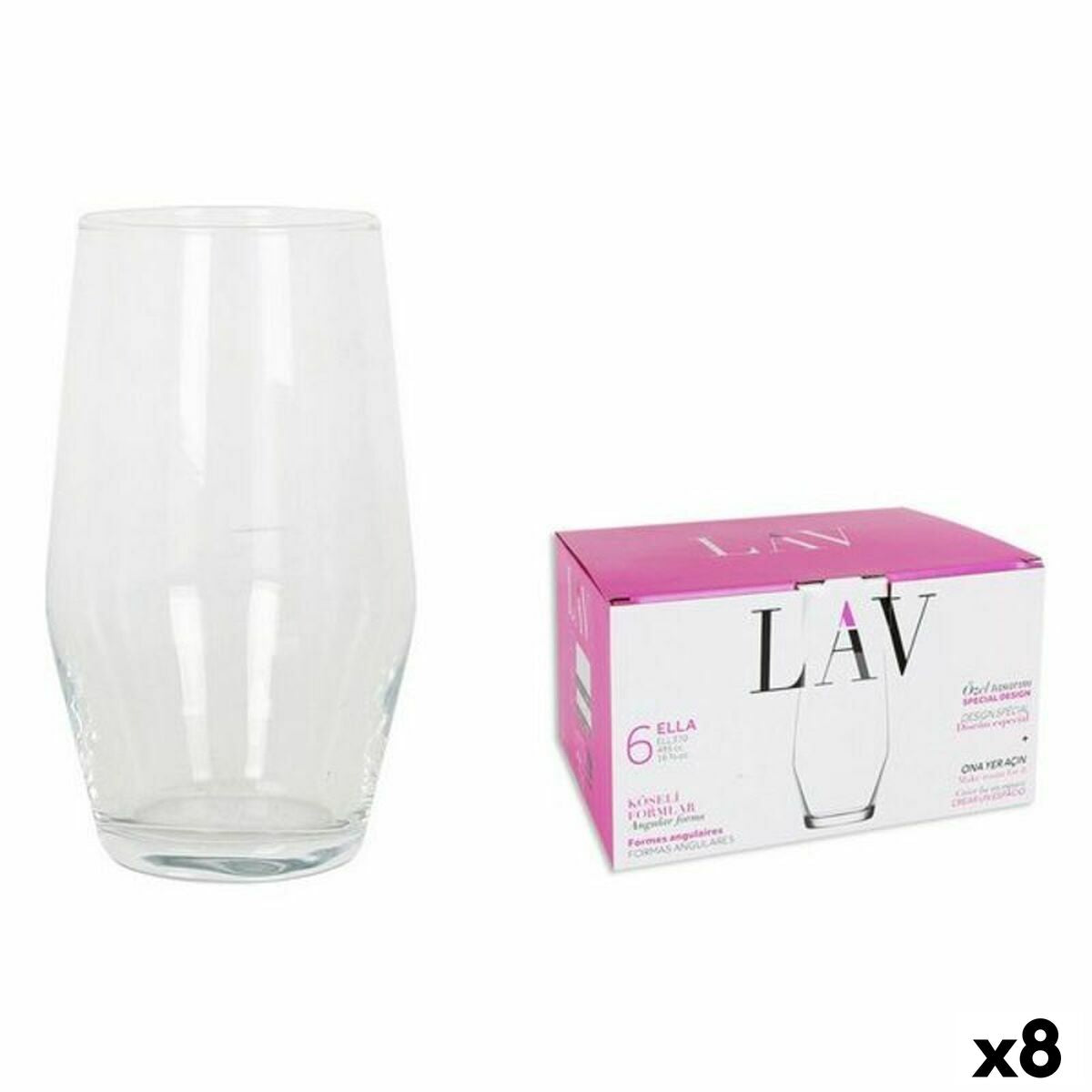 Stiklinių rinkinys LAV 144954 6 Dalys (8 vnt.) (495 ml)