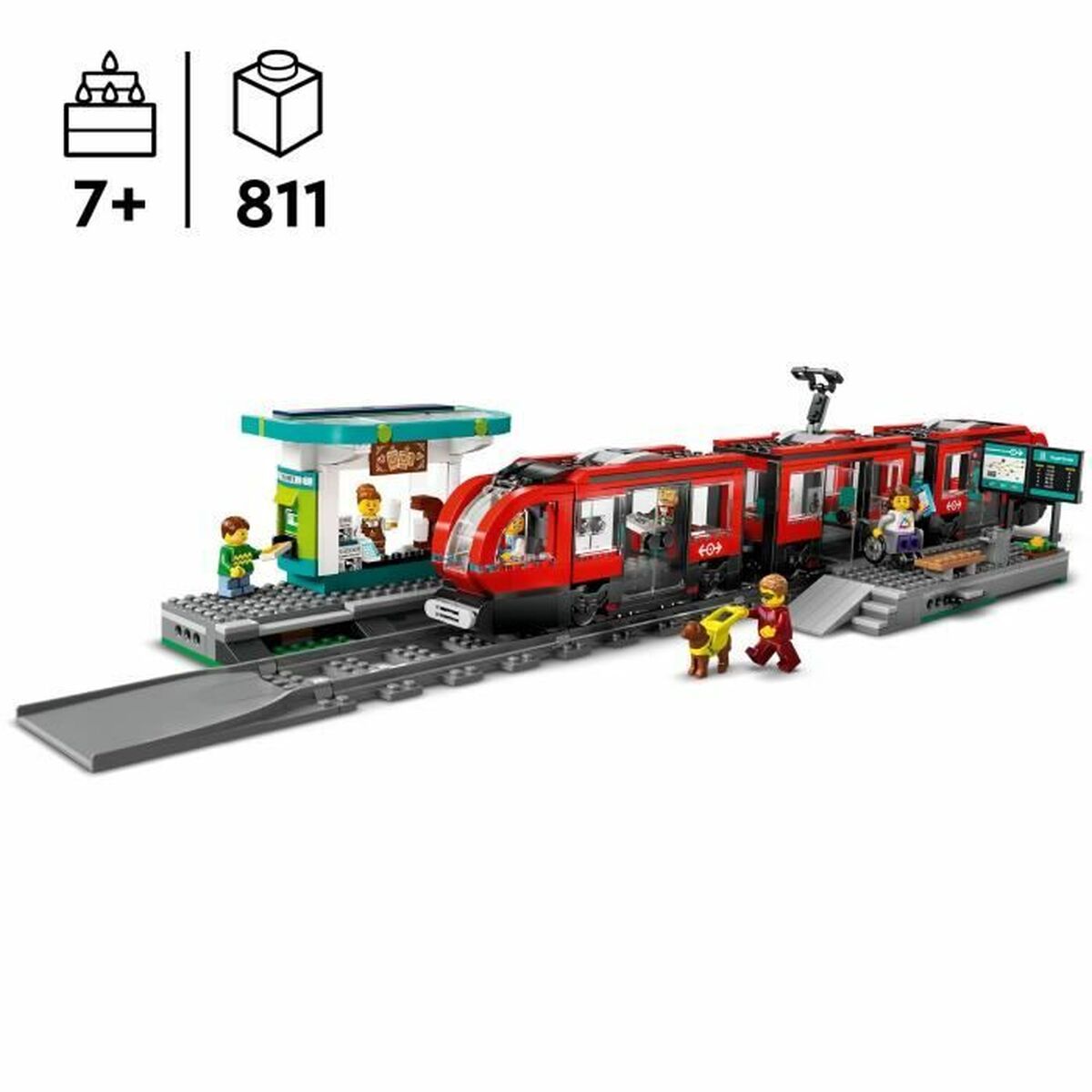 Statybos rinkinys Lego 60423 Downtown Tram and Station Spalvotas