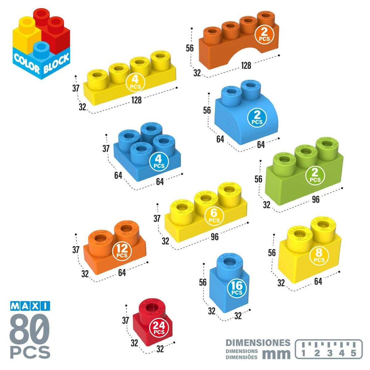 Statybos rinkinys Color Block Basic 80 Dalys (4 vnt.)