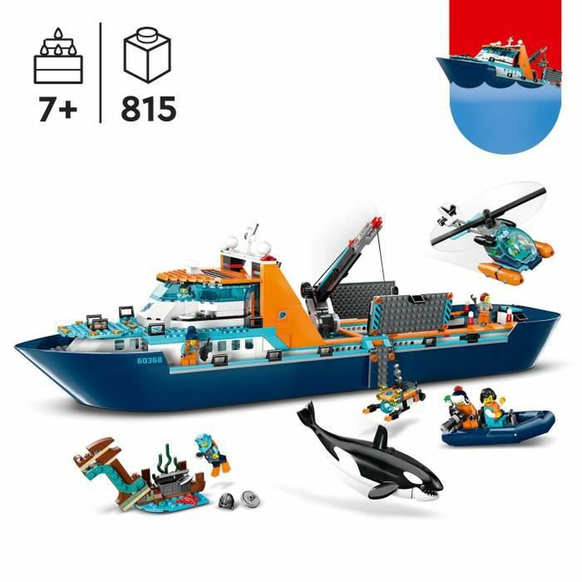 Statybos rinkinys Lego 60368 The Arctic Exploration Ship Spalvotas 815 Dalys