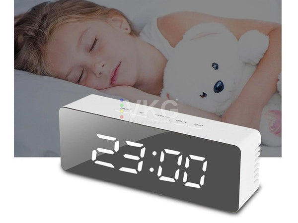 Led žadintuvas led laikmatis led veidrodis žadintuvas data 4in1