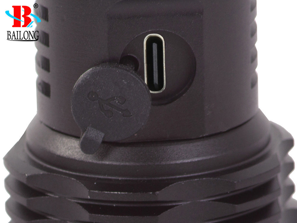 Bailong taktinis stiprus led žibintuvėlis xhp50 zoom usb