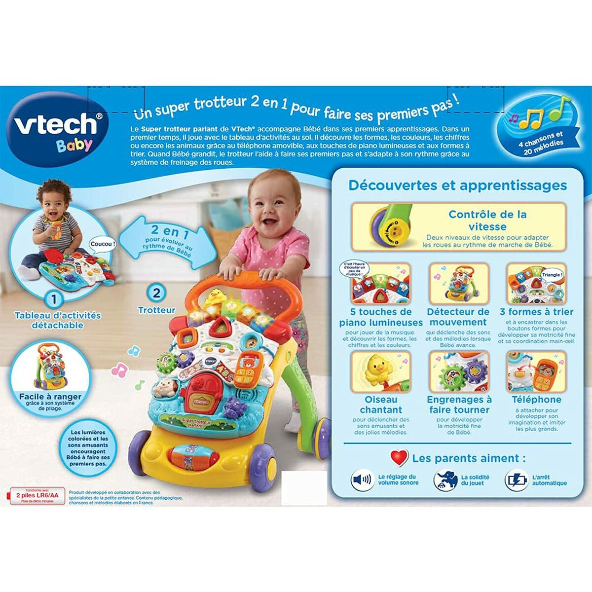 Triratis Vtech Super Trotteur Parlant 2 En 1 Orange (FR) Spalvotas