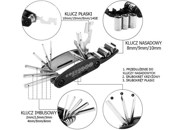 Dviračių raktų rinkinys 16in1