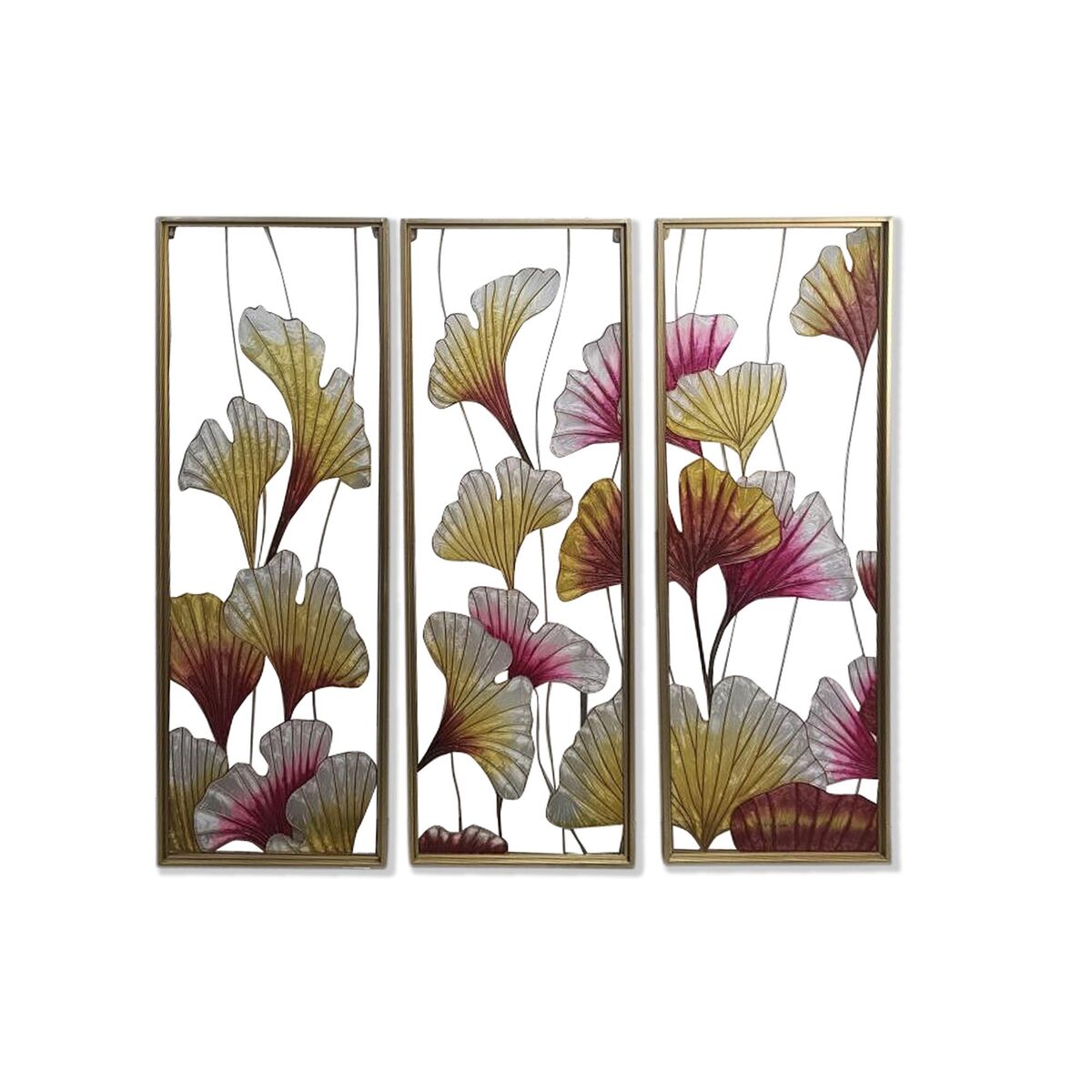 Drobė DKD Home Decor 3 Dalys Tropinis Augalo lapas (122 x 3 x 122 cm)