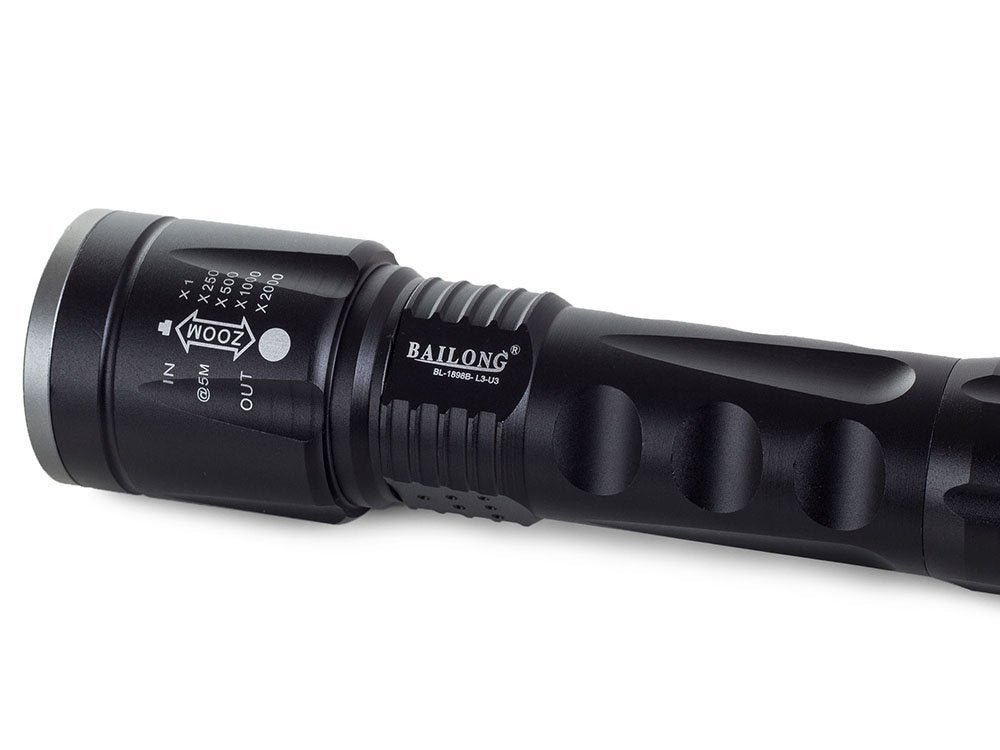 Bailong taktinis vadovaujama žibintuvėlis cree zoom xm-l3 u3