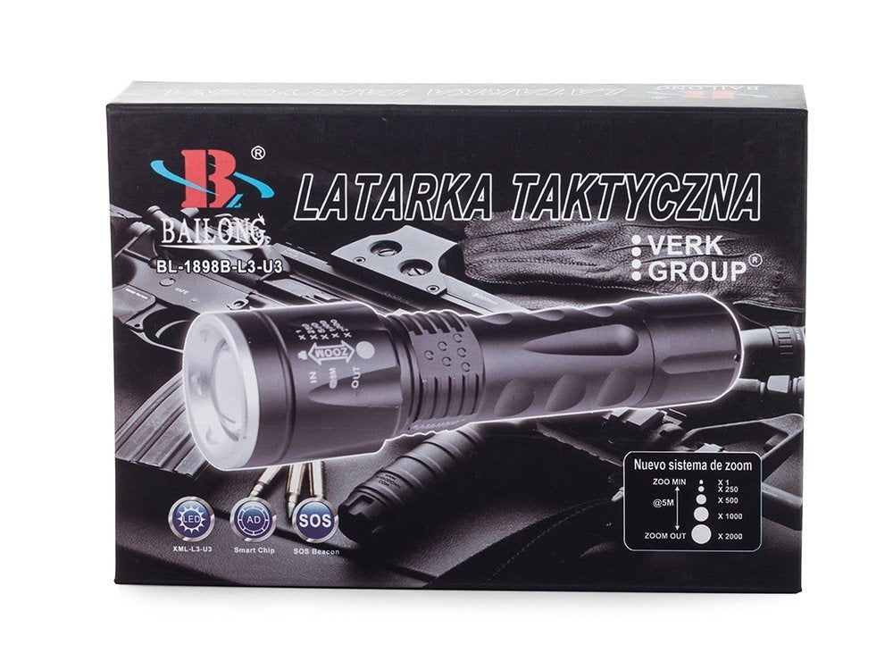 Bailong taktinis vadovaujama žibintuvėlis cree zoom xm-l3 u3