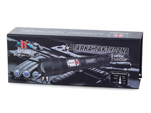 Taktinis žibintuvėlis bailong cree led usb xml-l t6