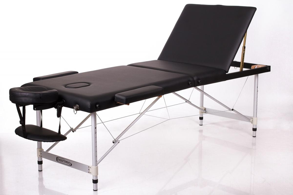 RESTPRO® ALU 3 juodas nešiojamas masažo stalas