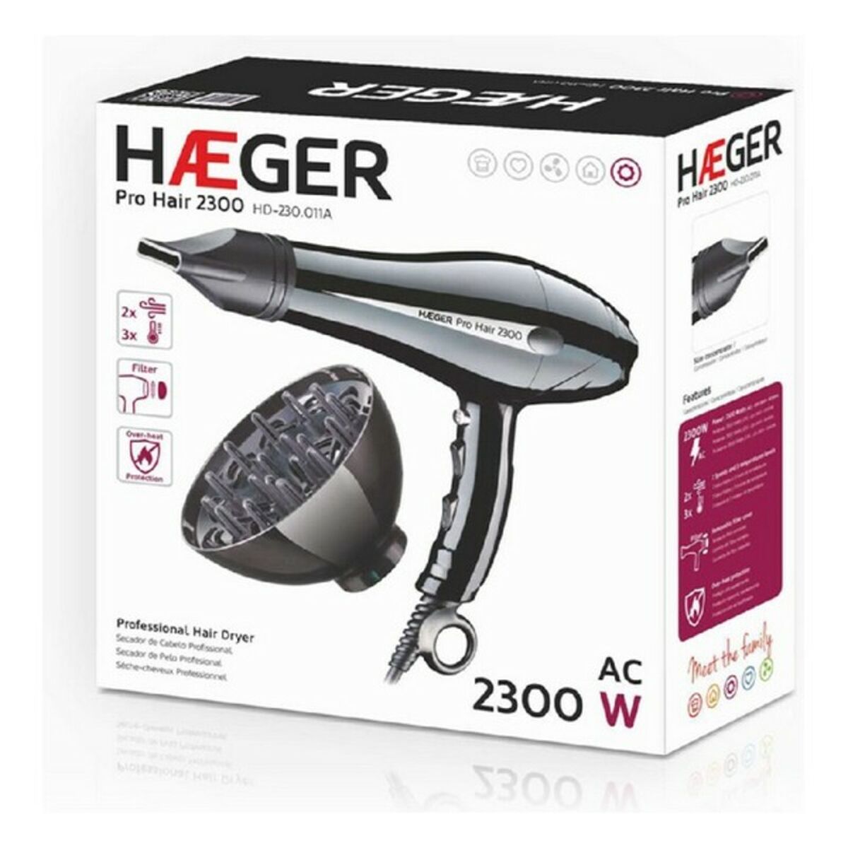 Plaukų džiovintuvas Haeger HD-230.011B 2300 W Juoda 2300 W