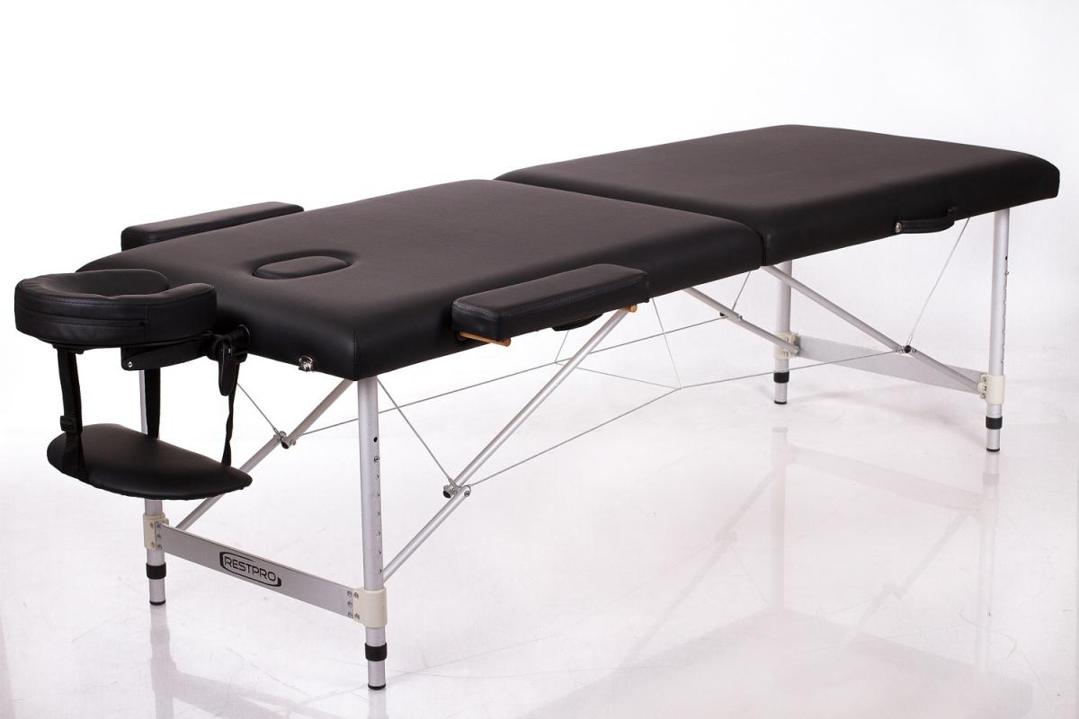 RESTPRO® ALU 2 (L) juodas nešiojamas masažo stalas