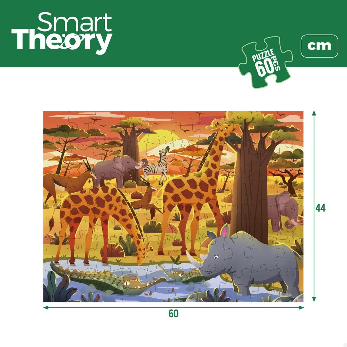 Vaikiška puzlė Colorbaby Wild Animals 60 Dalys 60 x 44 cm (6 vnt.)