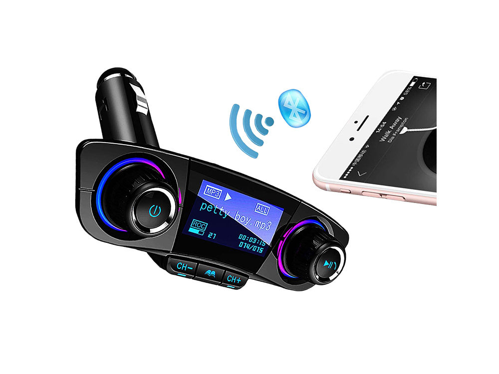 Fm siųstuvas bluetooth usb 5.0 daugiafunkcinis 8in1