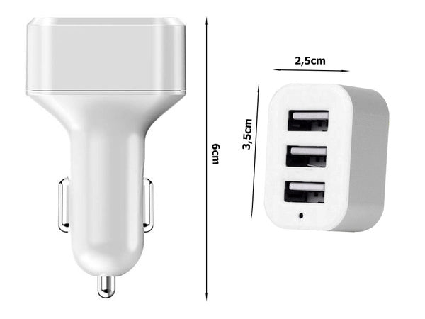 Automobilių automobilių įkroviklis cigarečių žiebtuvėlio lizdams 3xusb