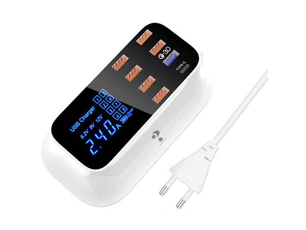 Telefono įkroviklis 8 x usb qc 3.0 type c