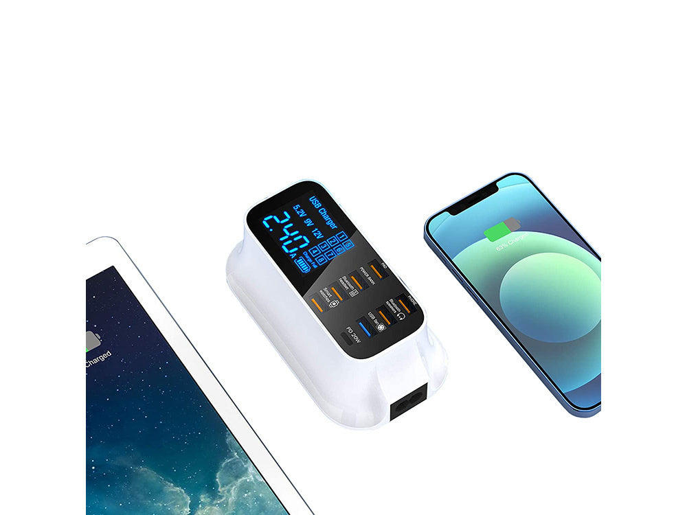 Telefono įkroviklis 8 x usb qc 3.0 type c