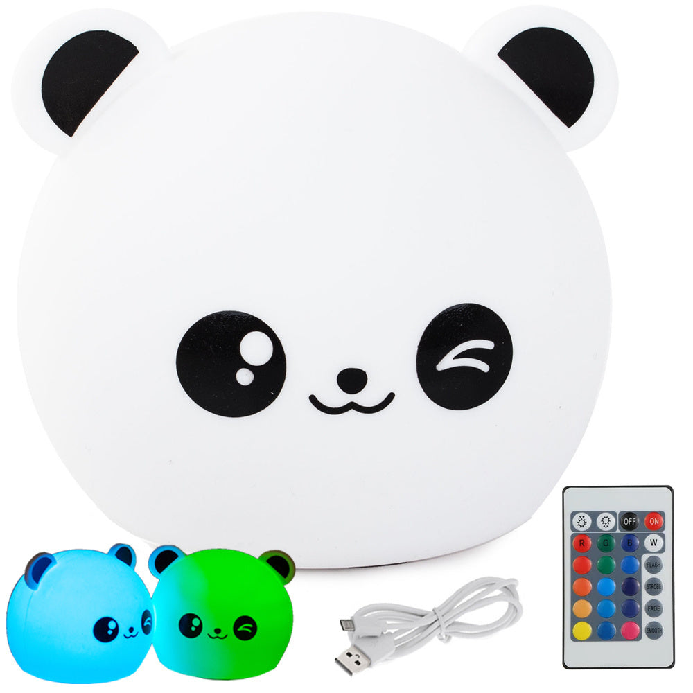 Vaikų naktinė šviesa panda rgb led nuotolinio valdymo pultas usb