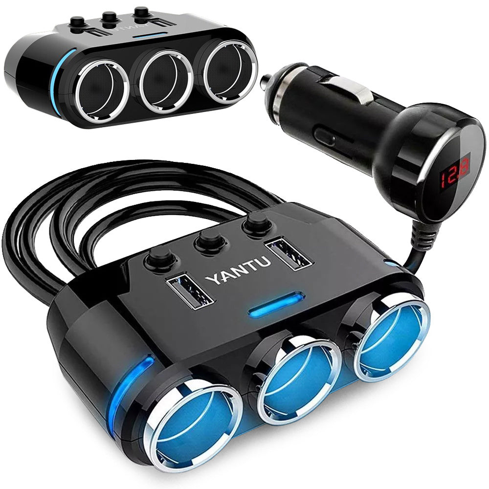 Cigarečių uždegiklio lizdas platintojas 2x usb įkroviklis