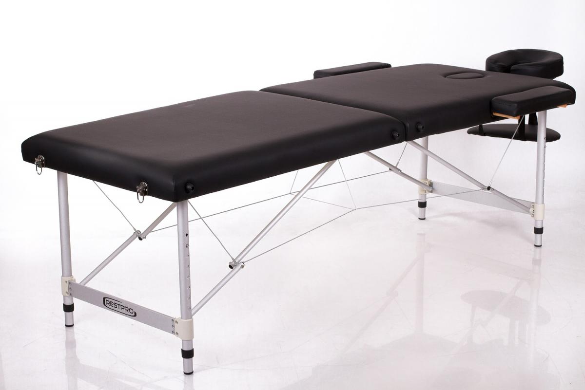RESTPRO® ALU 2 (L) juodas nešiojamas masažo stalas