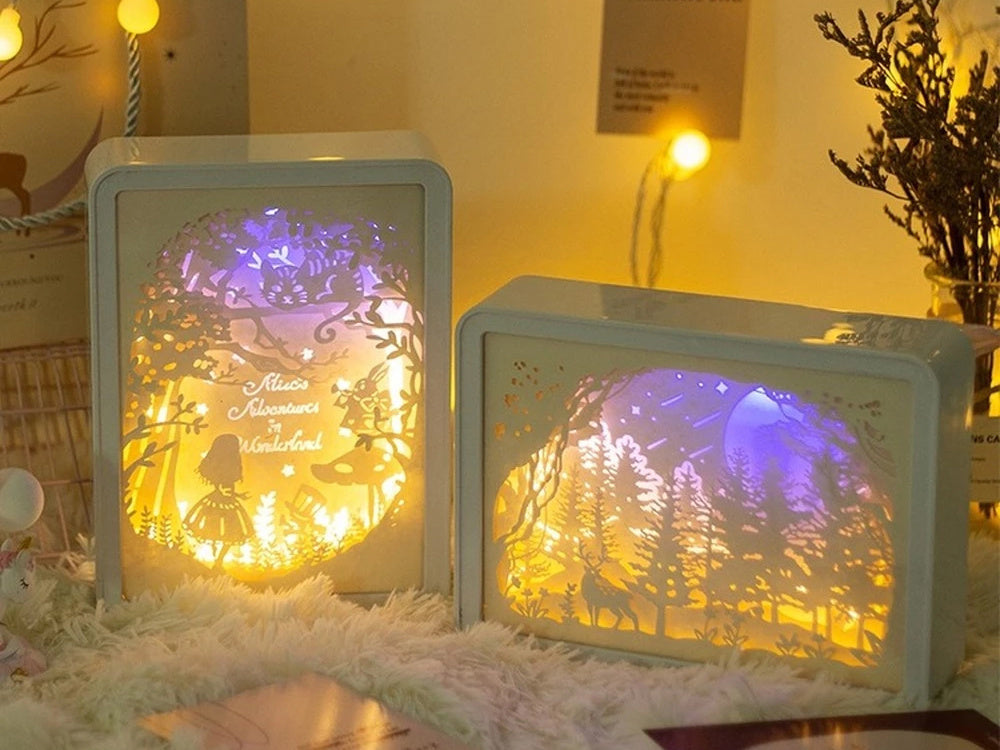 Popieriaus iškarpos naktinė šviesa 3d usb
