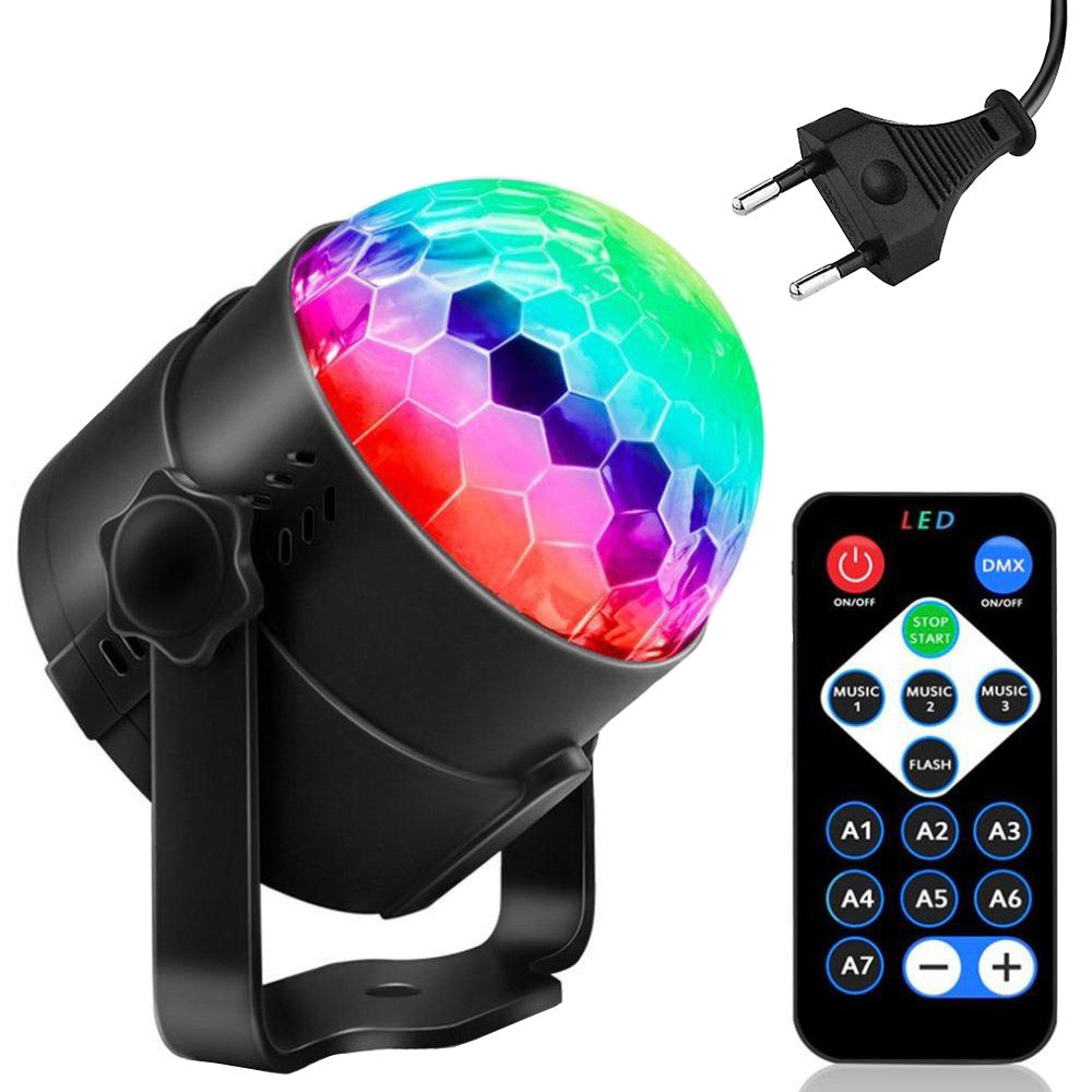 Diskotekų kamuolys vadovaujamas prožektorius rgb projektorius