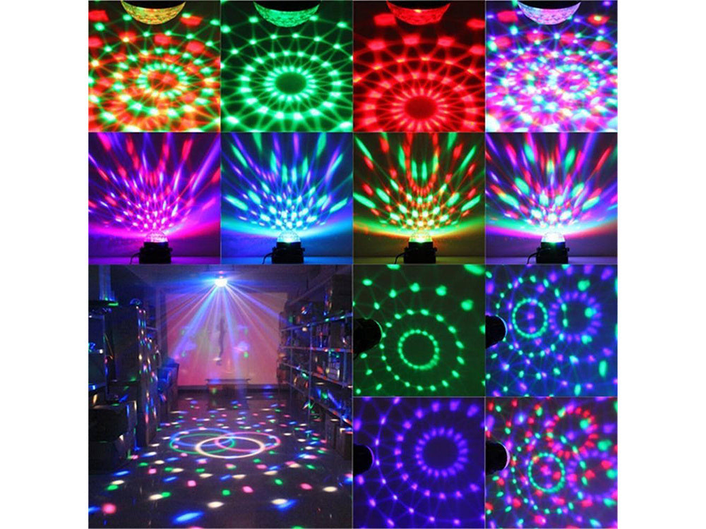 Diskotekų kamuolys vadovaujamas prožektorius rgb projektorius