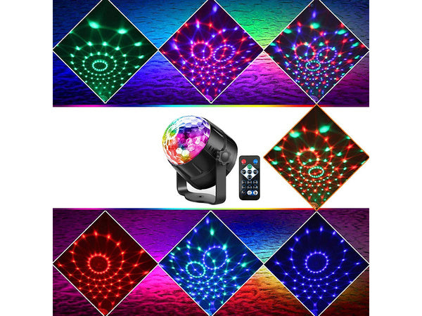 Diskotekų kamuolys vadovaujamas prožektorius rgb projektorius