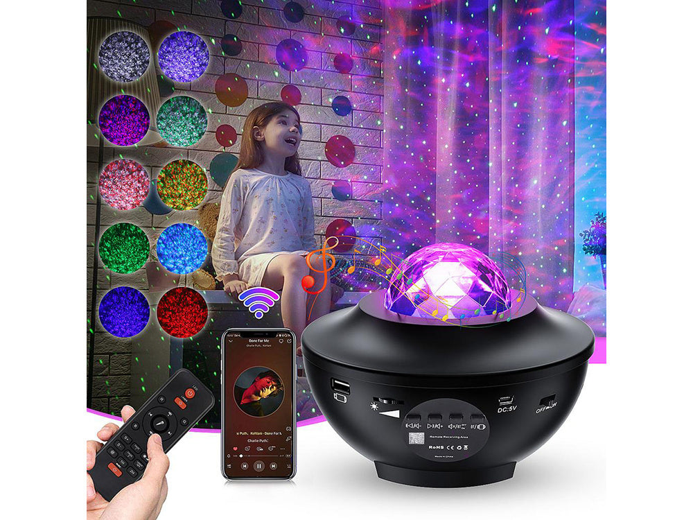 Žvaigždė projektorius led naktinė šviesa rgb + nuotolinio valdymo pultas