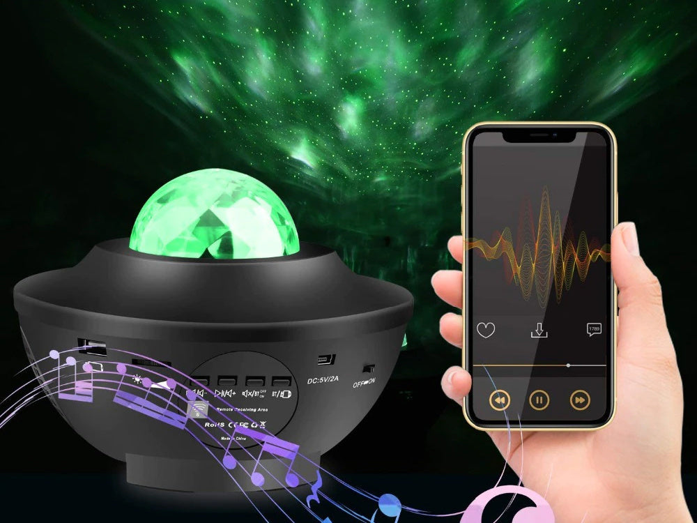 Žvaigždė projektorius led naktinė šviesa rgb + nuotolinio valdymo pultas