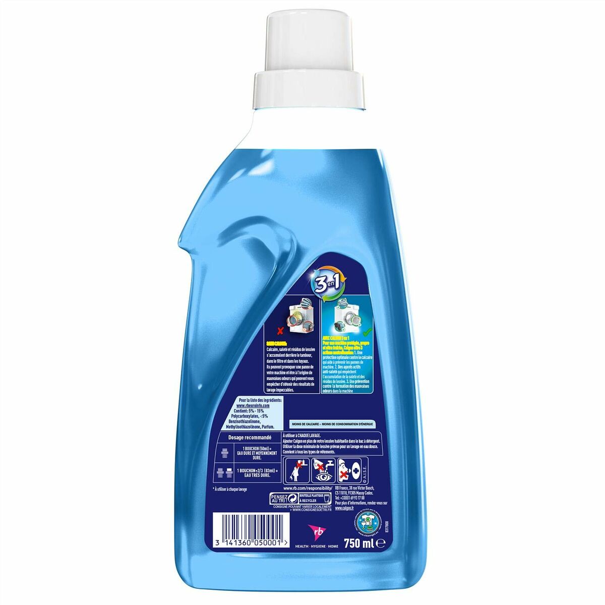 Anti-kalkinis Calgon Power 3 viename Gelis Skalbimo mašina 750 ml 15 Mazgāšanas