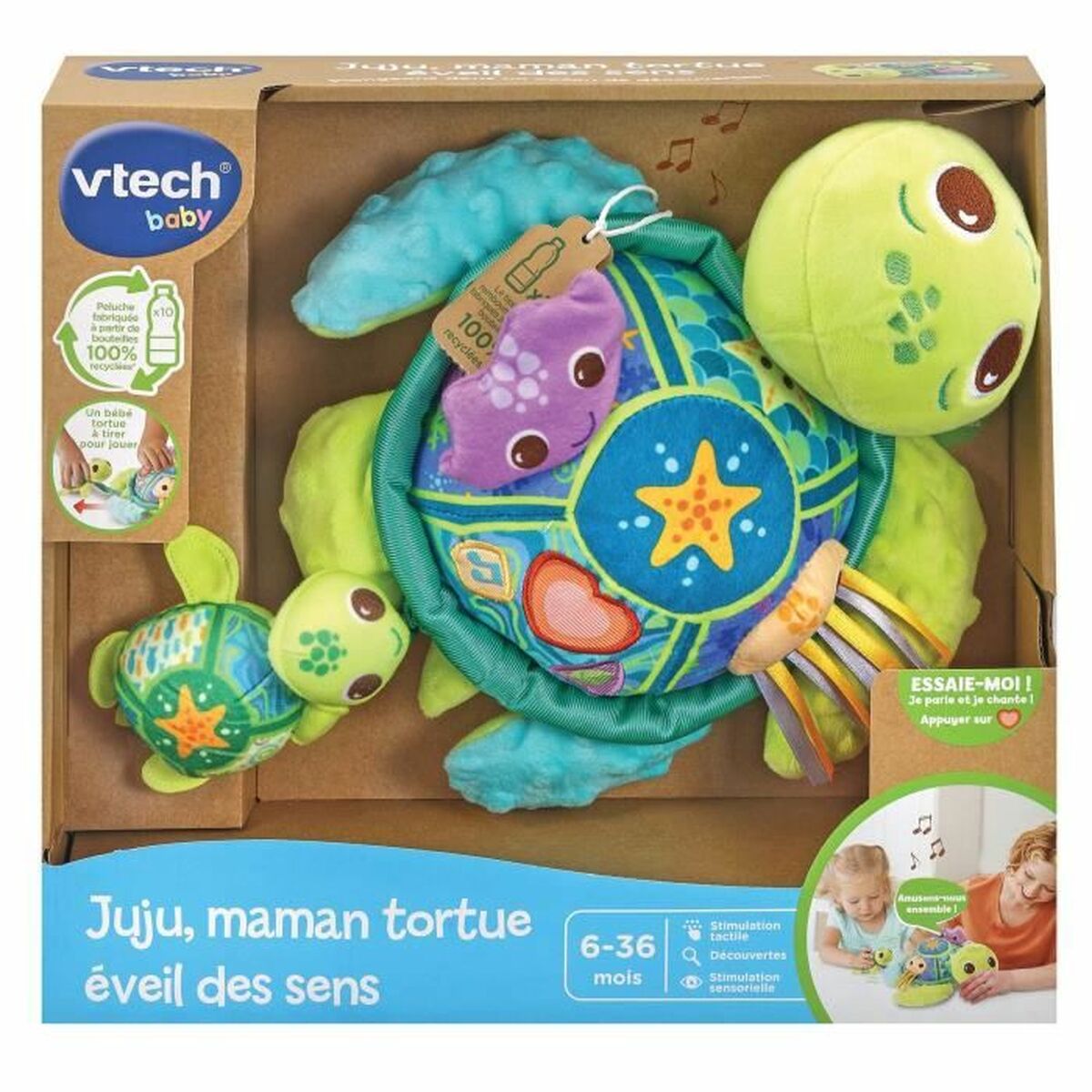 Pūkuotas žaislas Vtech Baby  Juju, Mother Turtle  + 6 mėnesių Perdirbtas Muzikinis