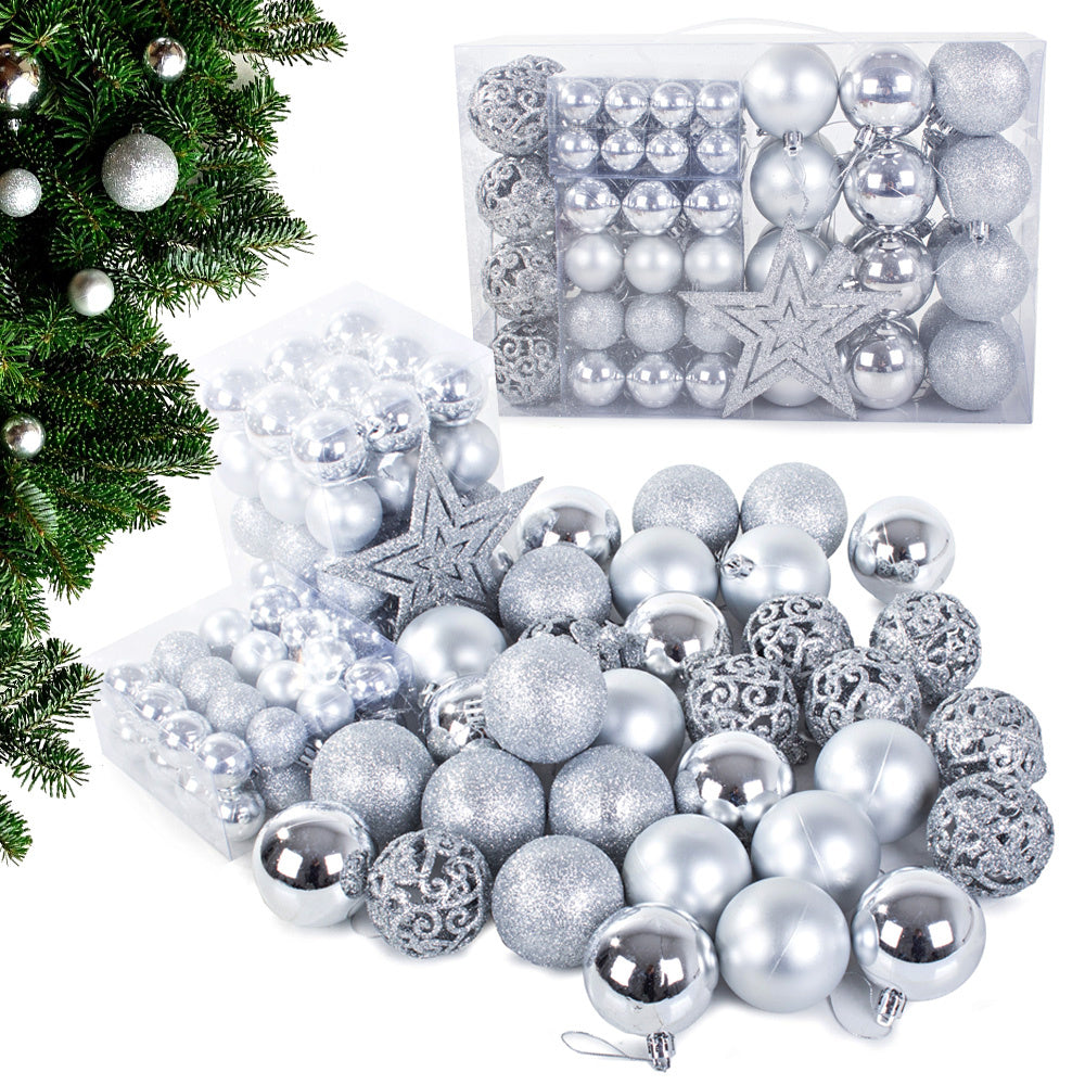 Kalėdų eglutės viršūnės 6/4/3 cm kit 100 vnt., Sidabras, Szín, Ezüst