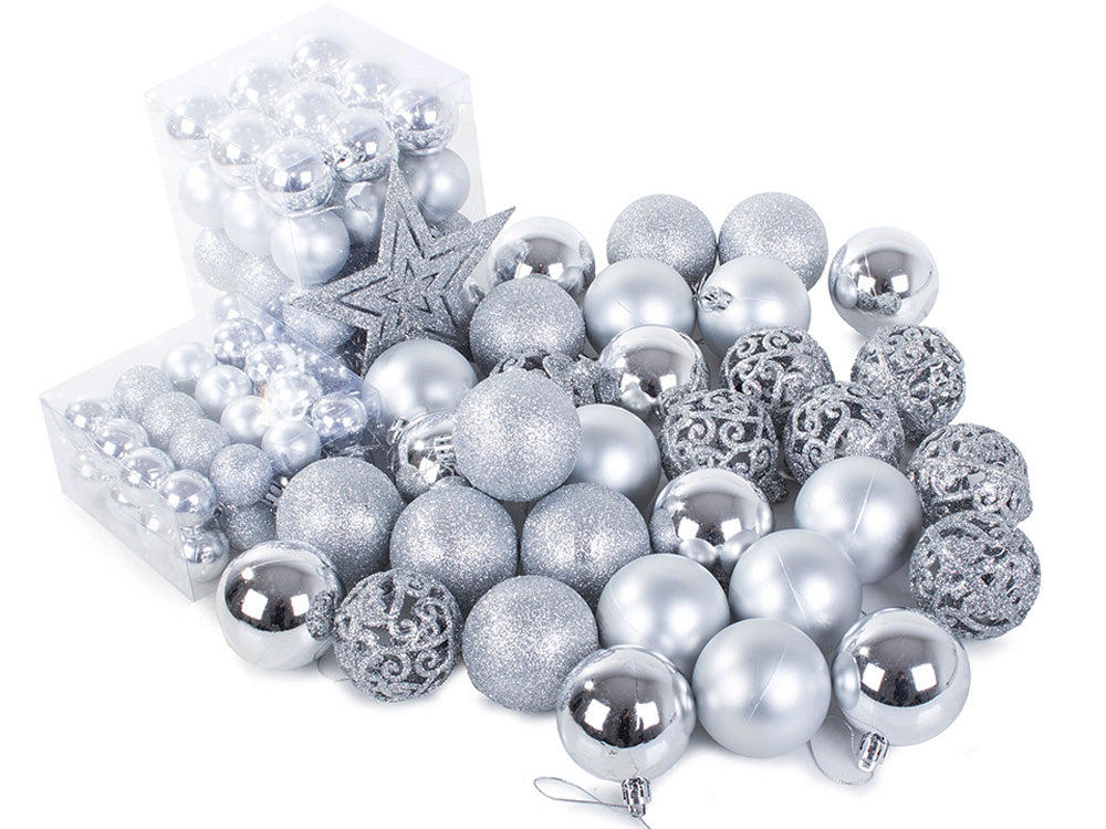 Kalėdų eglutės viršūnės 6/4/3 cm kit 100 vnt., Sidabras, Szín, Ezüst