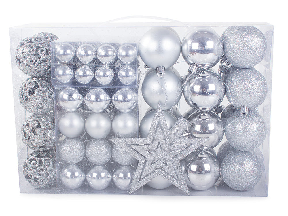 Kalėdų eglutės viršūnės 6/4/3 cm kit 100 vnt., Sidabras, Szín, Ezüst