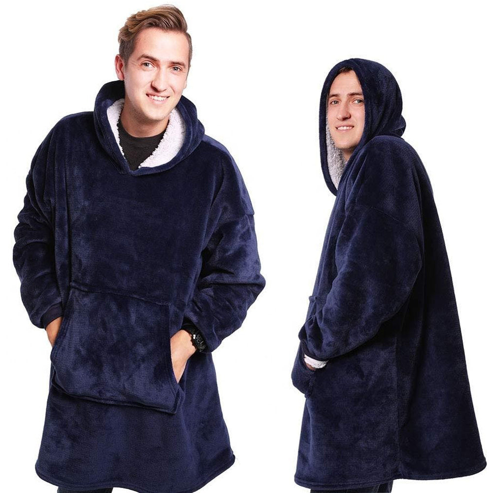 Šiltas megztinis oversize antklodė xxl 2in1 storas flisas, Navy, Szín, Haditengerészet