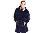 Šiltas megztinis oversize antklodė xxl 2in1 storas flisas, Navy, Szín, Haditengerészet