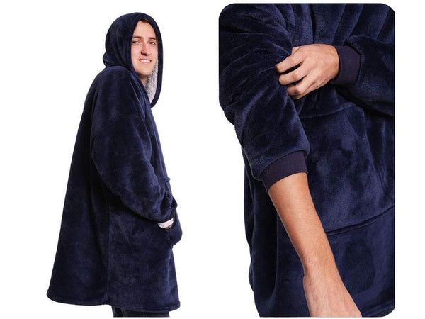 Šiltas megztinis oversize antklodė xxl 2in1 storas flisas, Navy, Szín, Haditengerészet