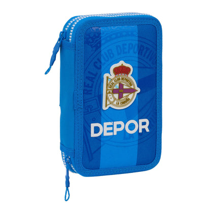 Dvigubo pieštuko dėklas R. C. Deportivo de La Coruña Mėlyna 12.5 x 19.5 x 4 cm (28 Dalys)